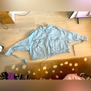 Will steam for deliver  large cropped jacket blue front pocket  from simons